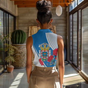 Melilla Spain Women Sleeveless Polo Shirt Coat Of Arms With Map