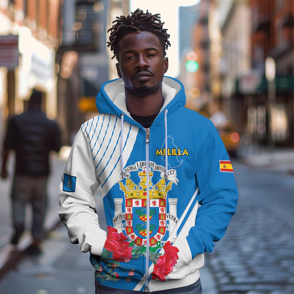 Melilla Spain Zip Hoodie Coat Of Arms With Map