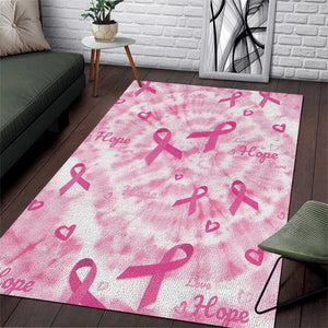Pink Ribbon With Tie Dye Area Rug Breast Cancer Awareness - African Pride