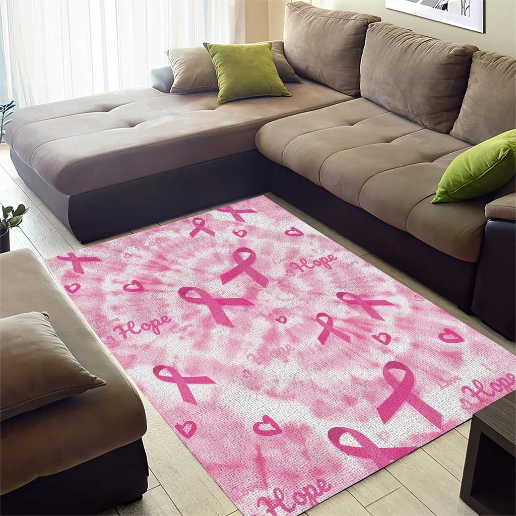 Pink Ribbon With Tie Dye Area Rug Breast Cancer Awareness - African Pride