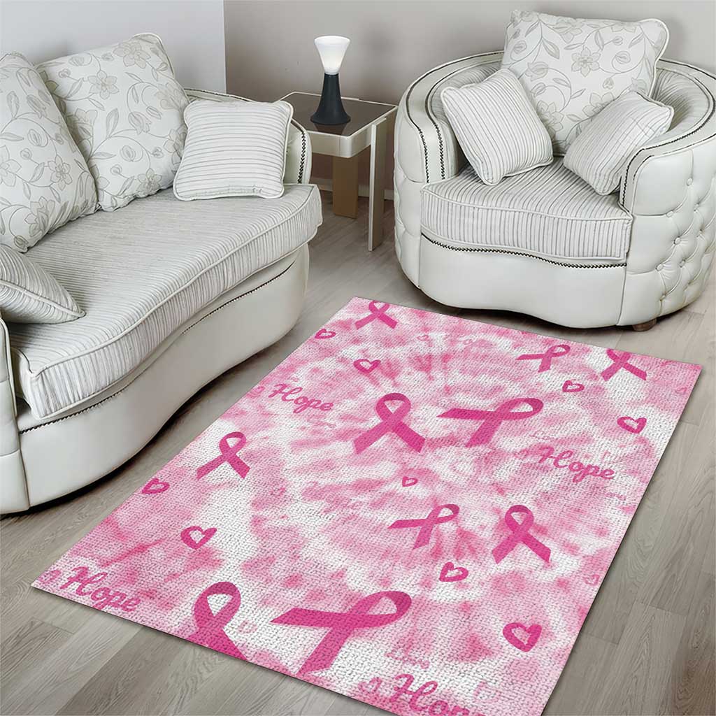 Pink Ribbon With Tie Dye Area Rug Breast Cancer Awareness - African Pride