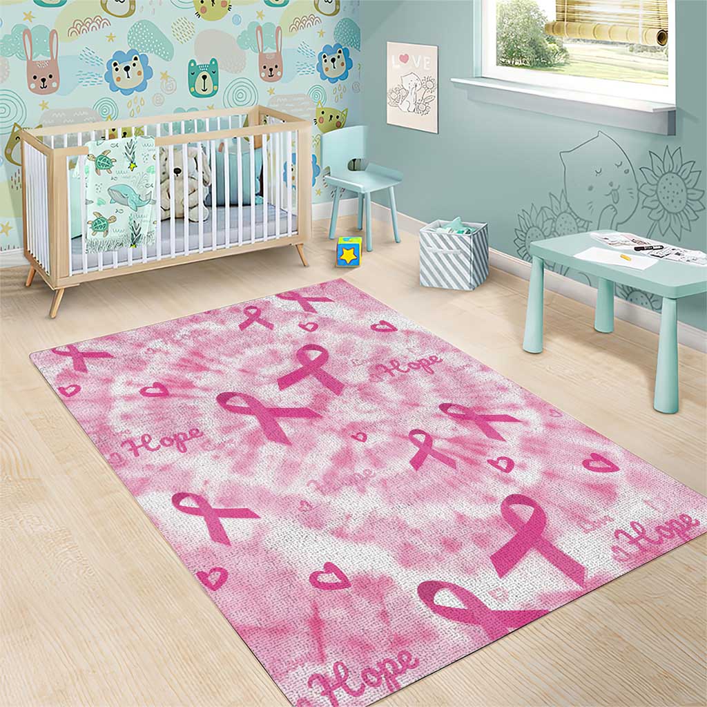 Pink Ribbon With Tie Dye Area Rug Breast Cancer Awareness - African Pride