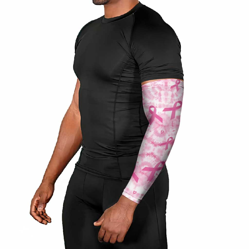 Breast Cancer Awareness Pink Ribbon Arm Sleeves Tie Dye Style