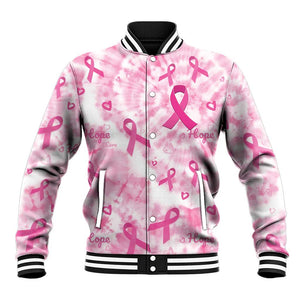 Pink Ribbon With Tie Dye Baseball Jacket Breast Cancer Awareness - African Pride
