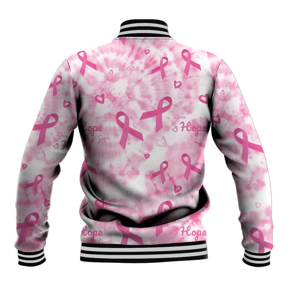 Pink Ribbon With Tie Dye Baseball Jacket Breast Cancer Awareness - African Pride