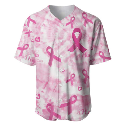 Pink Ribbon With Tie Dye Baseball Jersey Breast Cancer Awareness - African Pride