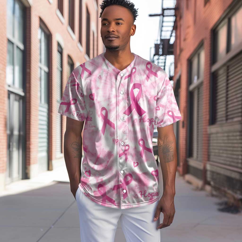 Pink Ribbon With Tie Dye Baseball Jersey Breast Cancer Awareness - African Pride