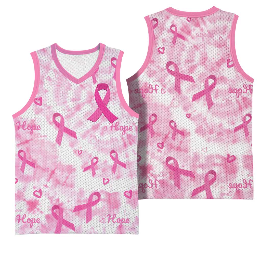Pink Ribbon With Tie Dye Basketball Jersey Breast Cancer Awareness - African Pride