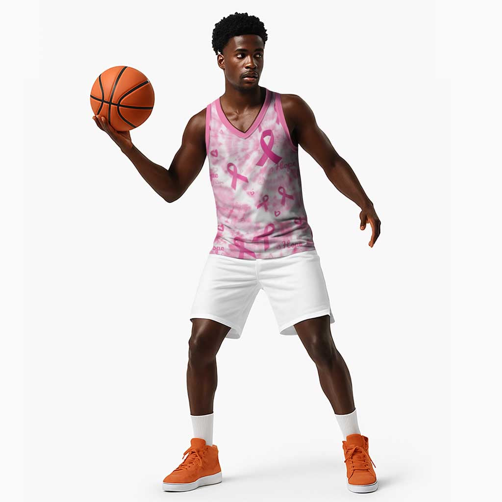 Pink Ribbon With Tie Dye Basketball Jersey Breast Cancer Awareness - African Pride