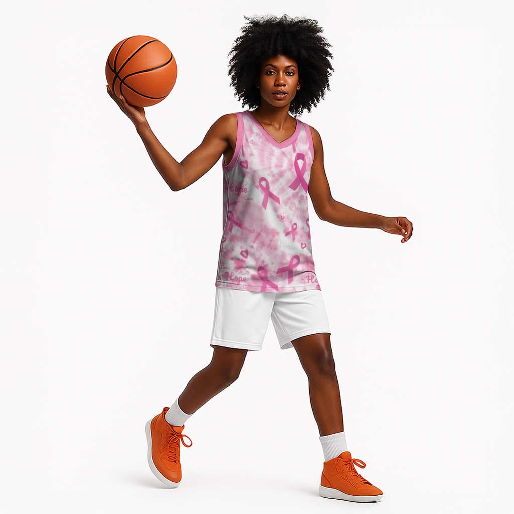 Pink Ribbon With Tie Dye Basketball Jersey Breast Cancer Awareness - African Pride