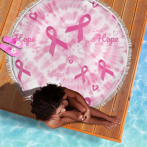 Pink Ribbon With Tie Dye Beach Blanket Breast Cancer Awareness - African Pride