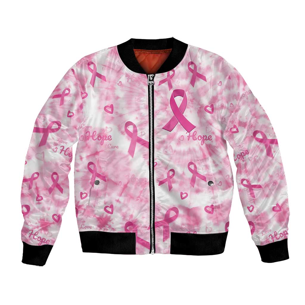 Pink Ribbon With Tie Dye Bomber Jacket Breast Cancer Awareness - African Pride