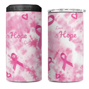 Pink Ribbon With Tie Dye 4 in 1 Can Cooler Tumbler Breast Cancer Awareness - African Pride
