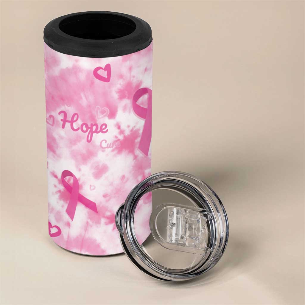Pink Ribbon With Tie Dye 4 in 1 Can Cooler Tumbler Breast Cancer Awareness - African Pride