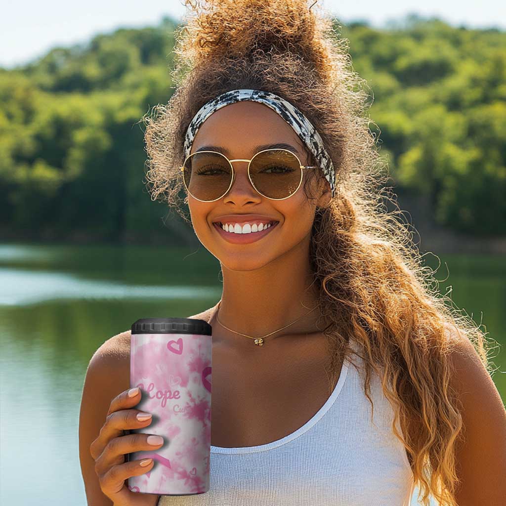 Pink Ribbon With Tie Dye 4 in 1 Can Cooler Tumbler Breast Cancer Awareness - African Pride