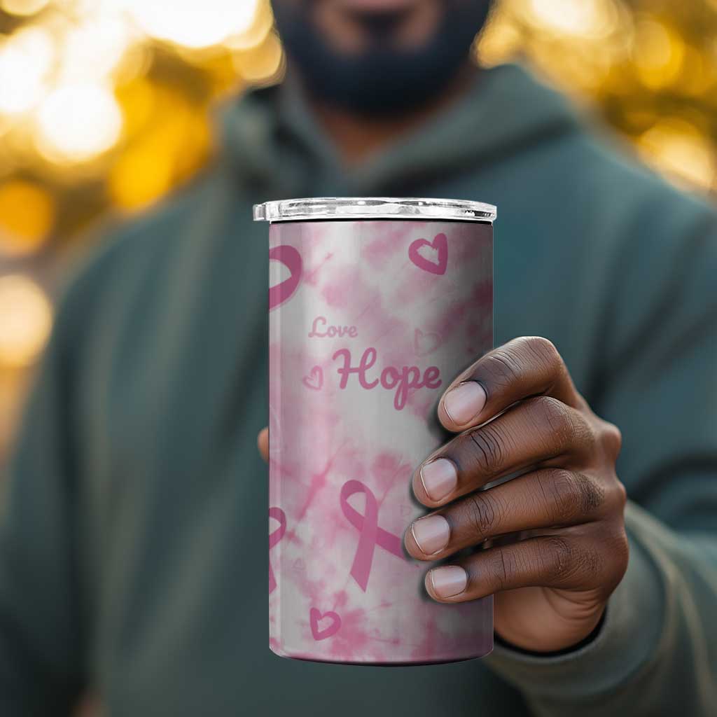 Pink Ribbon With Tie Dye 4 in 1 Can Cooler Tumbler Breast Cancer Awareness - African Pride