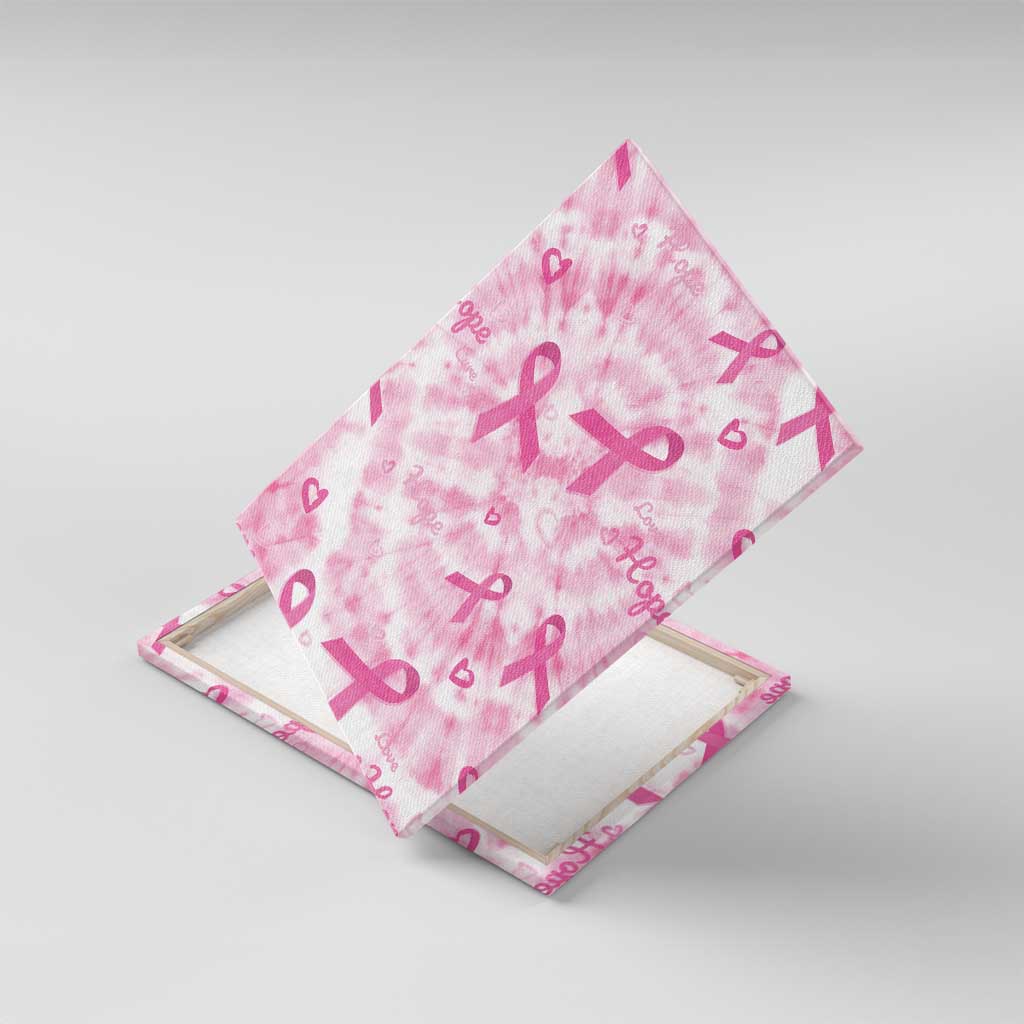 Pink Ribbon With Tie Dye Canvas Wall Art Breast Cancer Awareness - African Pride