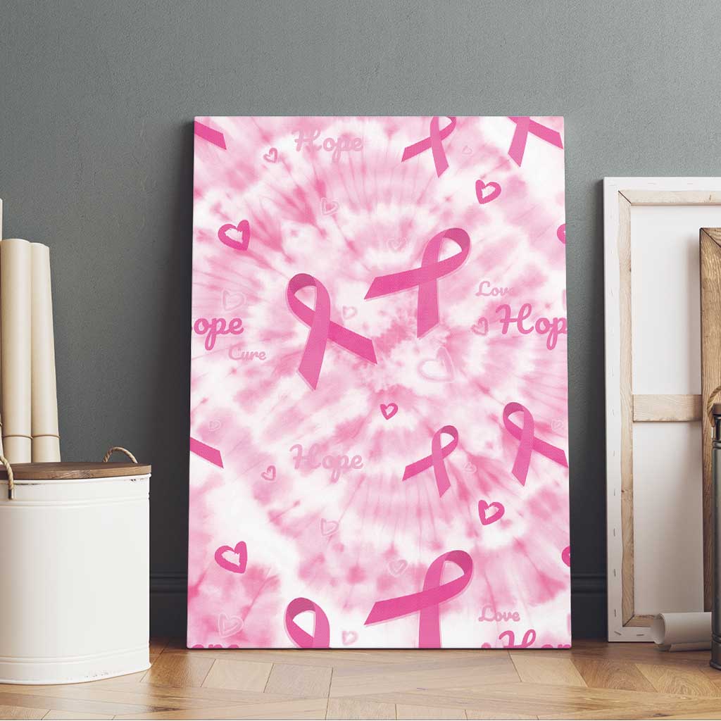 Pink Ribbon With Tie Dye Canvas Wall Art Breast Cancer Awareness - African Pride