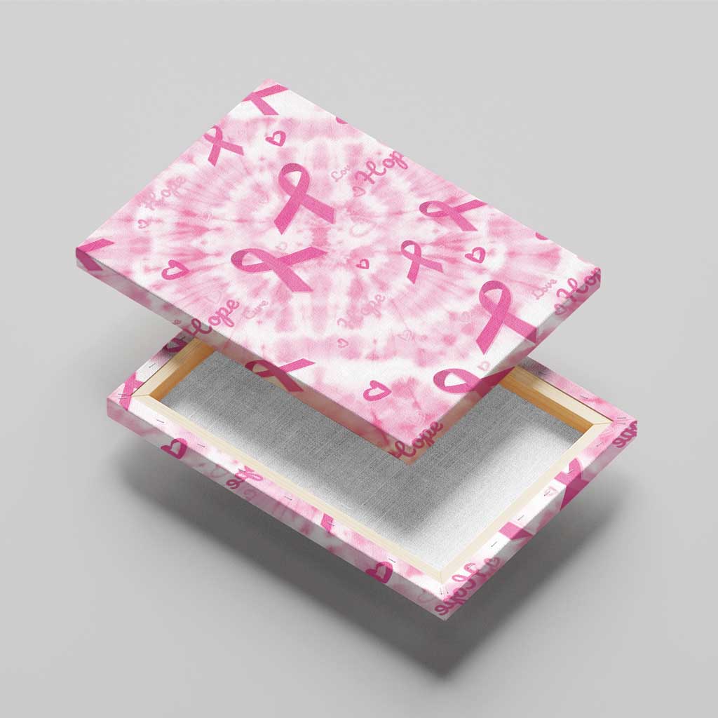 Pink Ribbon With Tie Dye Canvas Wall Art Breast Cancer Awareness - African Pride