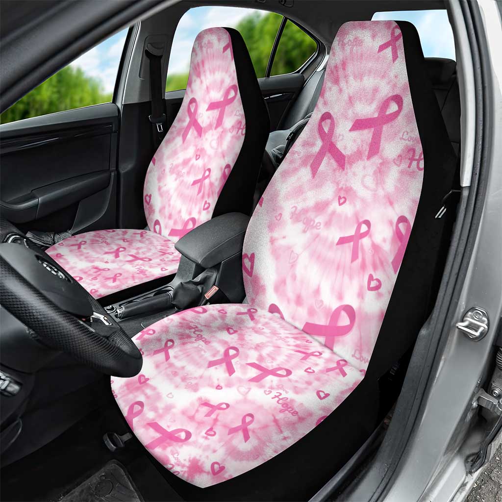 Pink Ribbon With Tie Dye Car Seat Cover Breast Cancer Awareness - African Pride