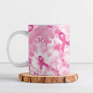 Breast Cancer Awareness Pink Ribbon Ceramic Mug Tie Dye Style
