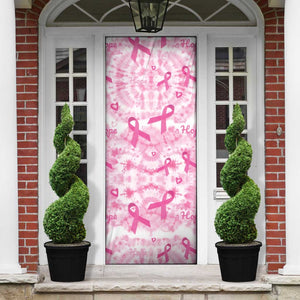 Breast Cancer Awareness Pink Ribbon Door Cover Tie Dye Style