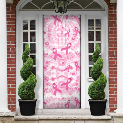 Breast Cancer Awareness Pink Ribbon Door Cover Tie Dye Style
