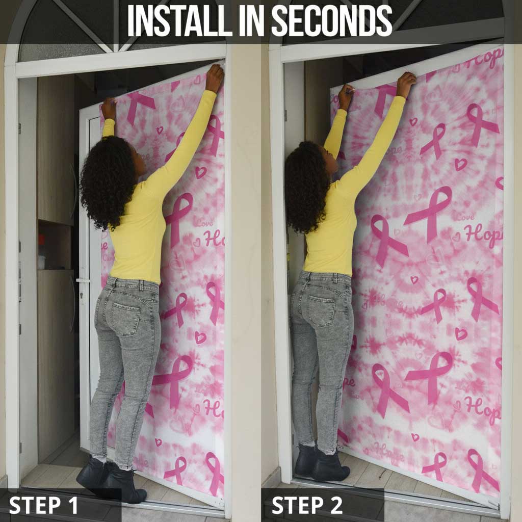 Breast Cancer Awareness Pink Ribbon Door Cover Tie Dye Style