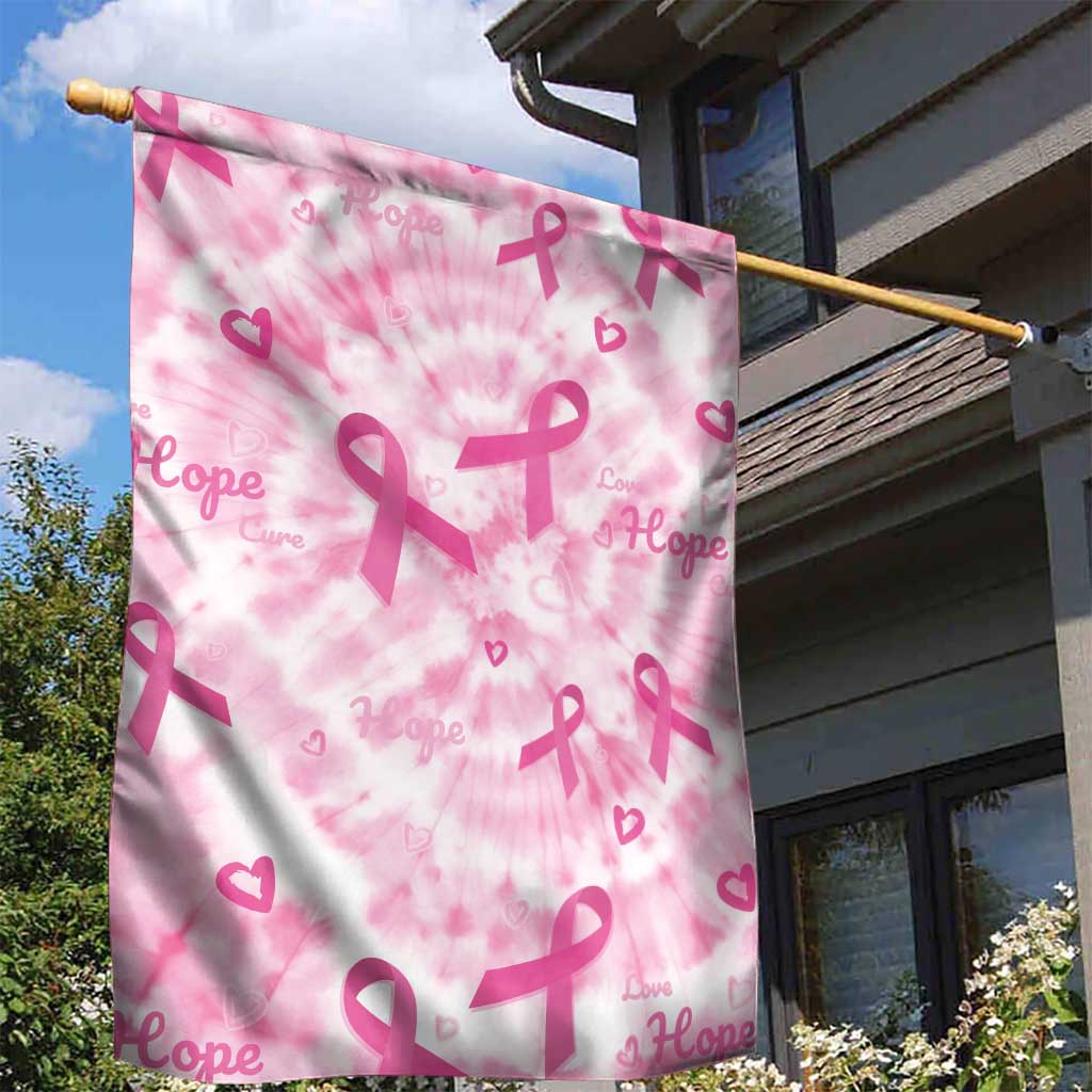 Pink Ribbon With Tie Dye Garden Flag Breast Cancer Awareness - African Pride