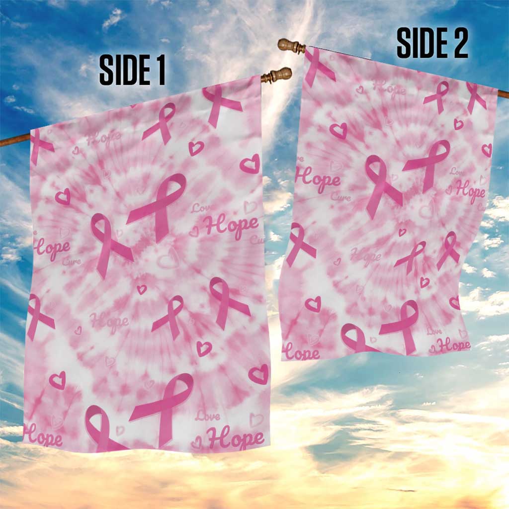 Pink Ribbon With Tie Dye Garden Flag Breast Cancer Awareness - African Pride