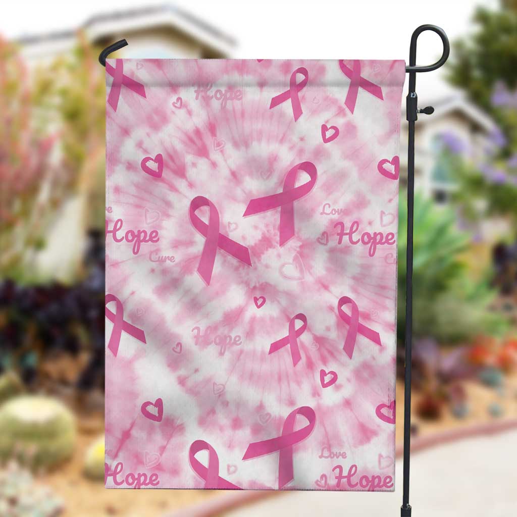 Pink Ribbon With Tie Dye Garden Flag Breast Cancer Awareness - African Pride