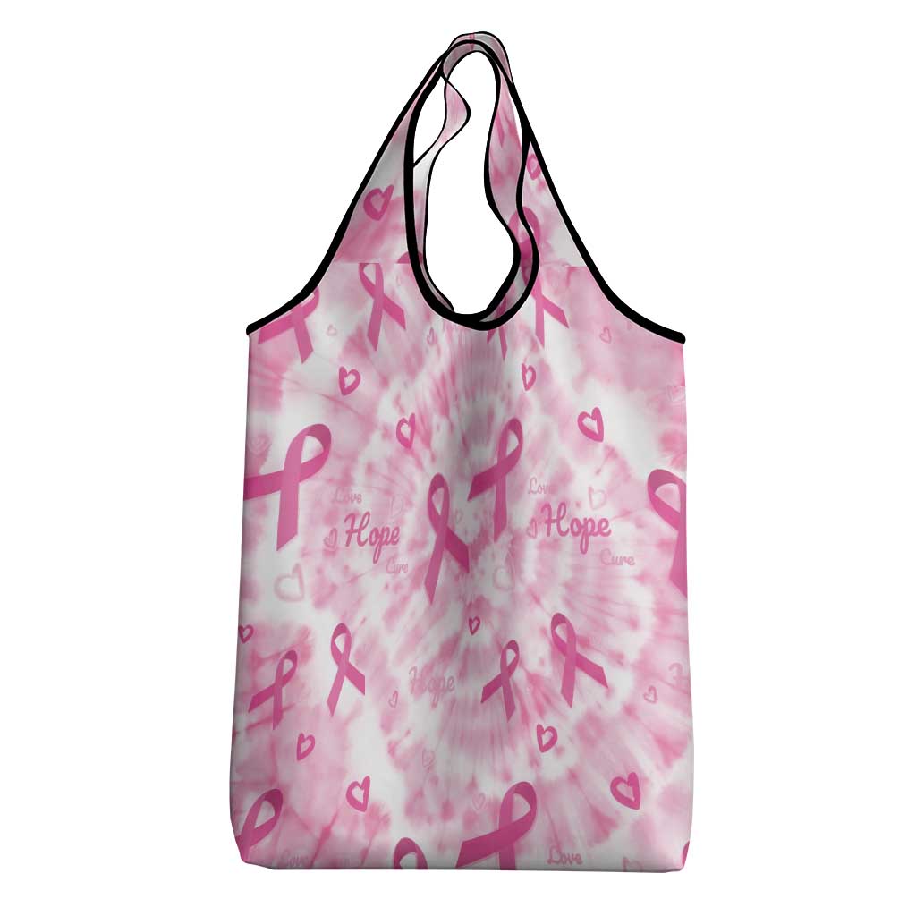 Pink Ribbon With Tie Dye Grocery Bag Breast Cancer Awareness - African Pride