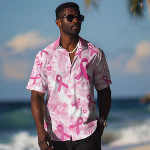 Pink Ribbon With Tie Dye Hawaiian Shirt Breast Cancer Awareness - African Pride