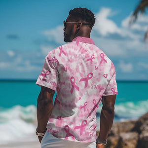 Pink Ribbon With Tie Dye Hawaiian Shirt Breast Cancer Awareness - African Pride