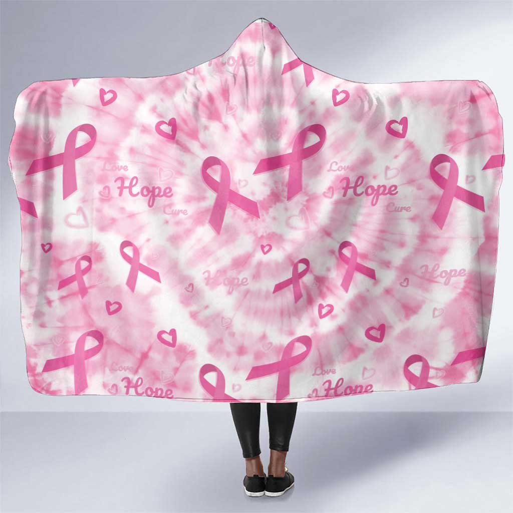 Pink Ribbon With Tie Dye Hooded Blanket Breast Cancer Awareness - African Pride