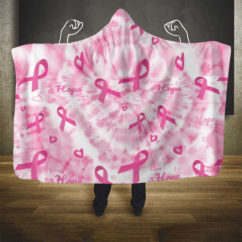 Pink Ribbon With Tie Dye Hooded Blanket Breast Cancer Awareness - African Pride