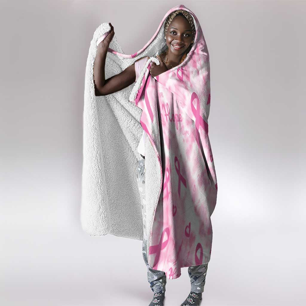 Pink Ribbon With Tie Dye Hooded Blanket Breast Cancer Awareness - African Pride