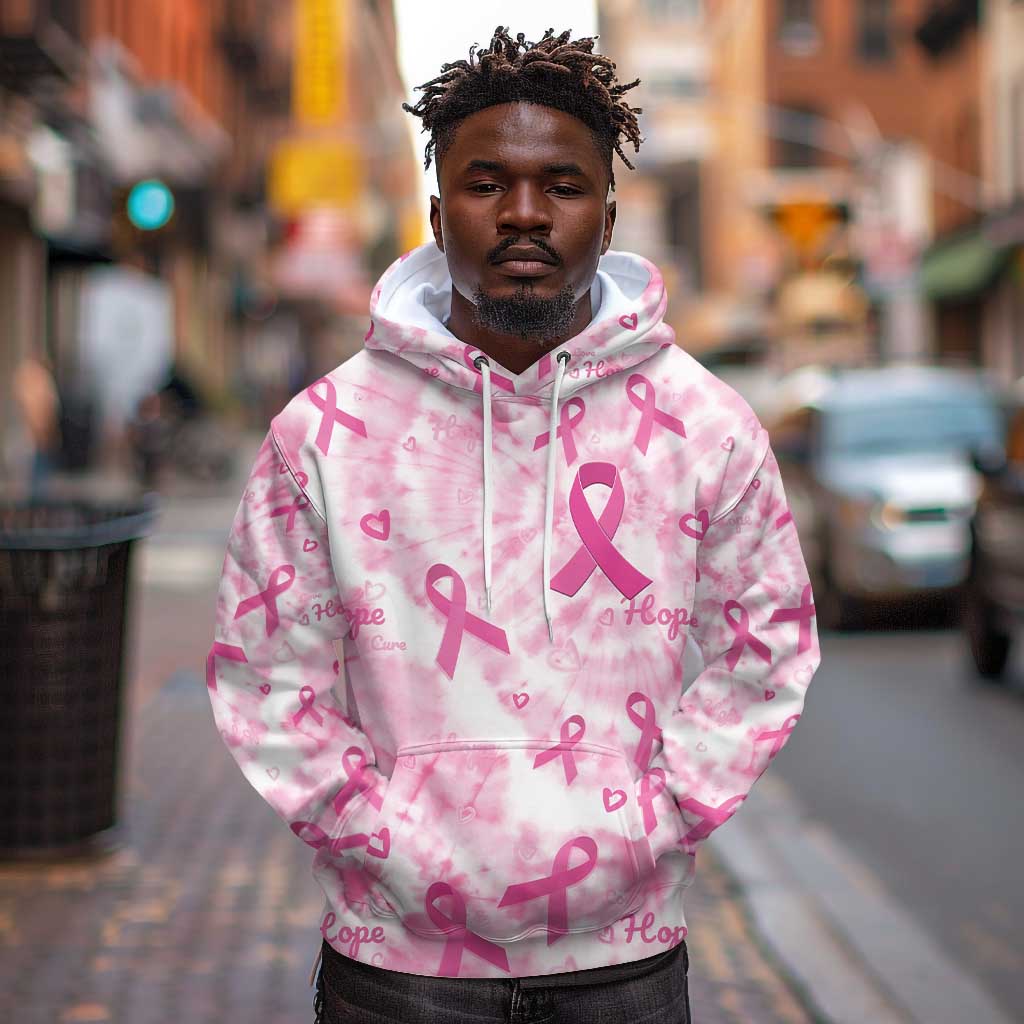 Pink Ribbon With Tie Dye Hoodie Breast Cancer Awareness - African Pride