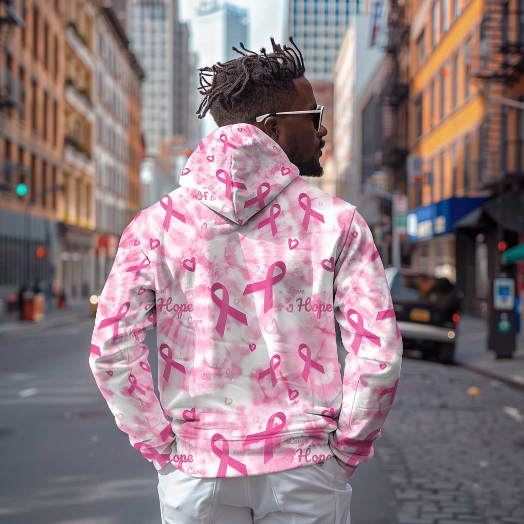 Pink Ribbon With Tie Dye Hoodie Breast Cancer Awareness - African Pride
