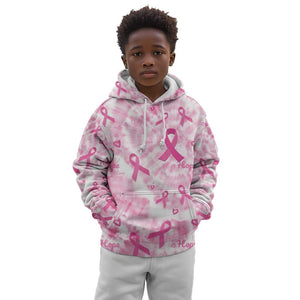 Pink Ribbon With Tie Dye Kid Hoodie Breast Cancer Awareness - African Pride