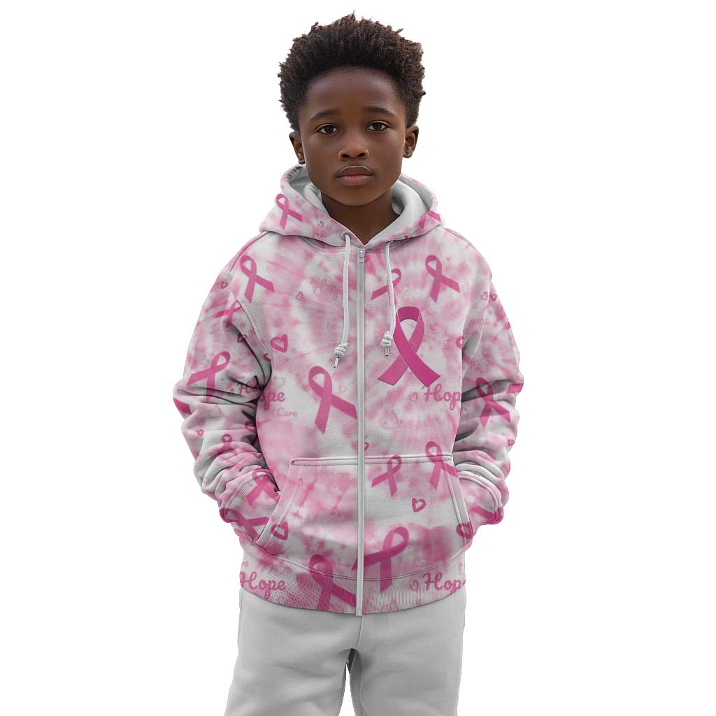 Pink Ribbon With Tie Dye Kid Hoodie Breast Cancer Awareness - African Pride