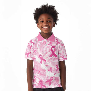 Pink Ribbon With Tie Dye Kid Polo Shirt Breast Cancer Awareness - African Pride