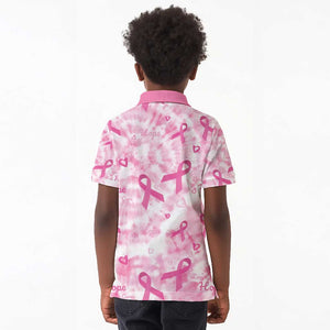 Pink Ribbon With Tie Dye Kid Polo Shirt Breast Cancer Awareness - African Pride