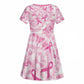 Pink Ribbon With Tie Dye Kid Short Sleeve Dress Breast Cancer Awareness - African Pride