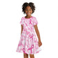 Pink Ribbon With Tie Dye Kid Short Sleeve Dress Breast Cancer Awareness - African Pride