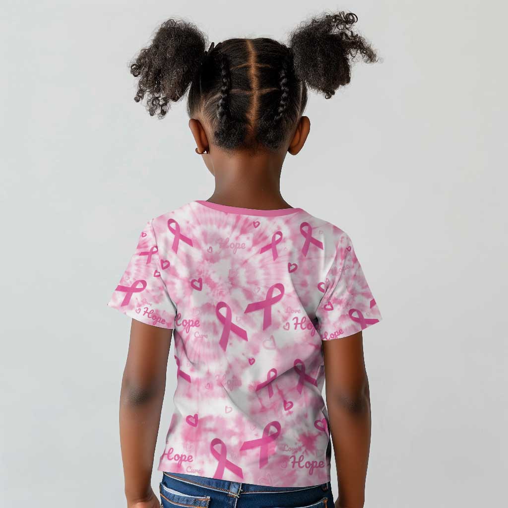 Pink Ribbon With Tie Dye Kid T shirt Breast Cancer Awareness - African Pride