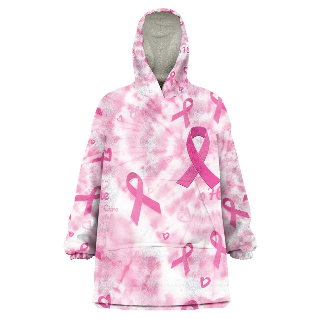 Pink Ribbon With Tie Dye Kid Wearable Blanket Hoodie Breast Cancer Awareness - African Pride