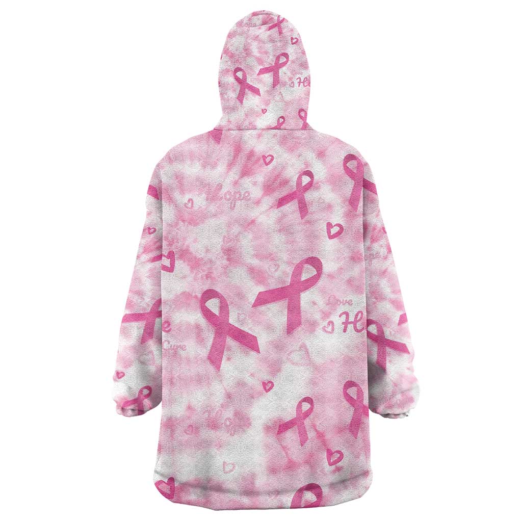 Pink Ribbon With Tie Dye Kid Wearable Blanket Hoodie Breast Cancer Awareness - African Pride