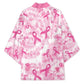 Breast Cancer Awareness Pink Ribbon Kimono Tie Dye Style