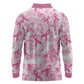 Pink Ribbon With Tie Dye Long Sleeve Polo Shirt Breast Cancer Awareness - African Pride